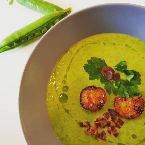 Pea Soup with Scallops