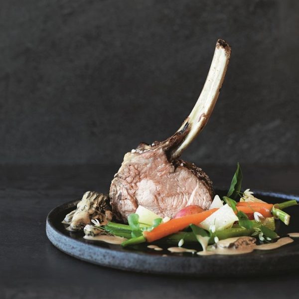 Veal roast prepared sous vide with spring vegetables