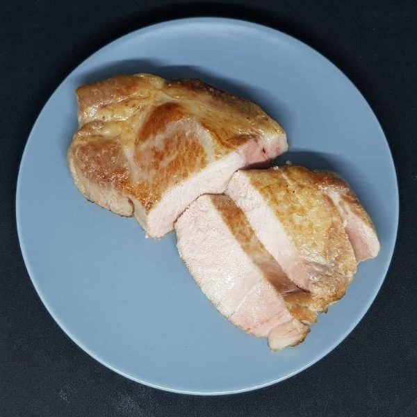 Dry-aged pork chop cooked sous vide