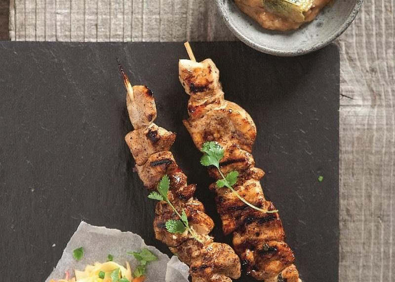 Chicken skewers on the grill