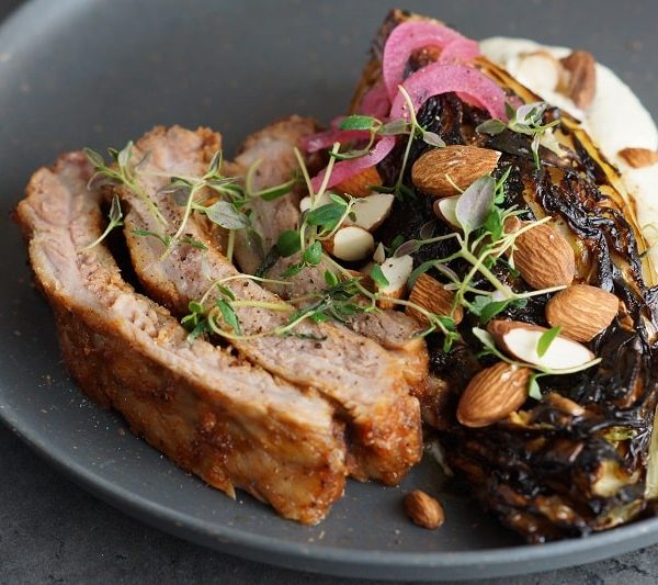 Beer Baby Back Ribs (spareribs) with Cabbage and Puree