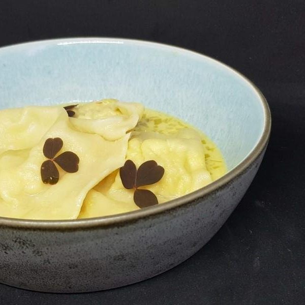 Ravioli with Langoustine and Saffron Sauce