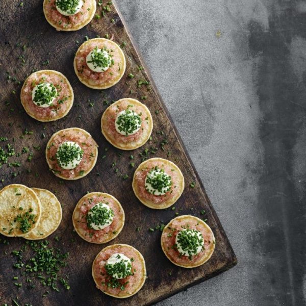 Salty blinis with lumpfish roe