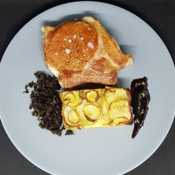 Pork Chops (sous vide) and Pommes Anna