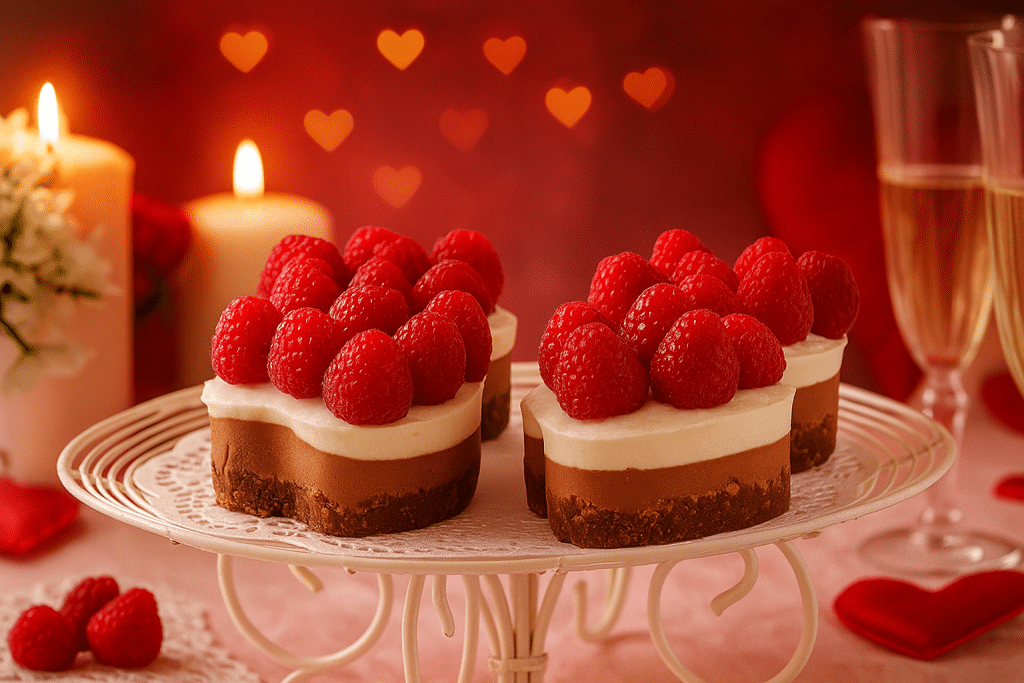 Raspberries love cake chocolate mousse brownie