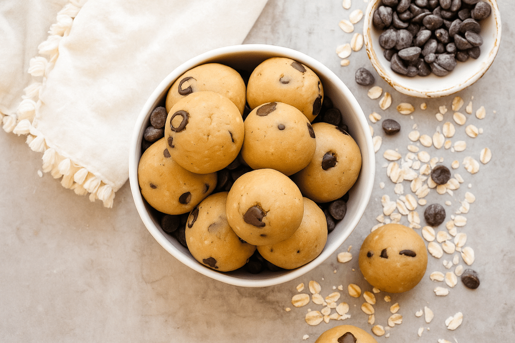 Chocolate Chip Bliss Balls cookie dough Oats