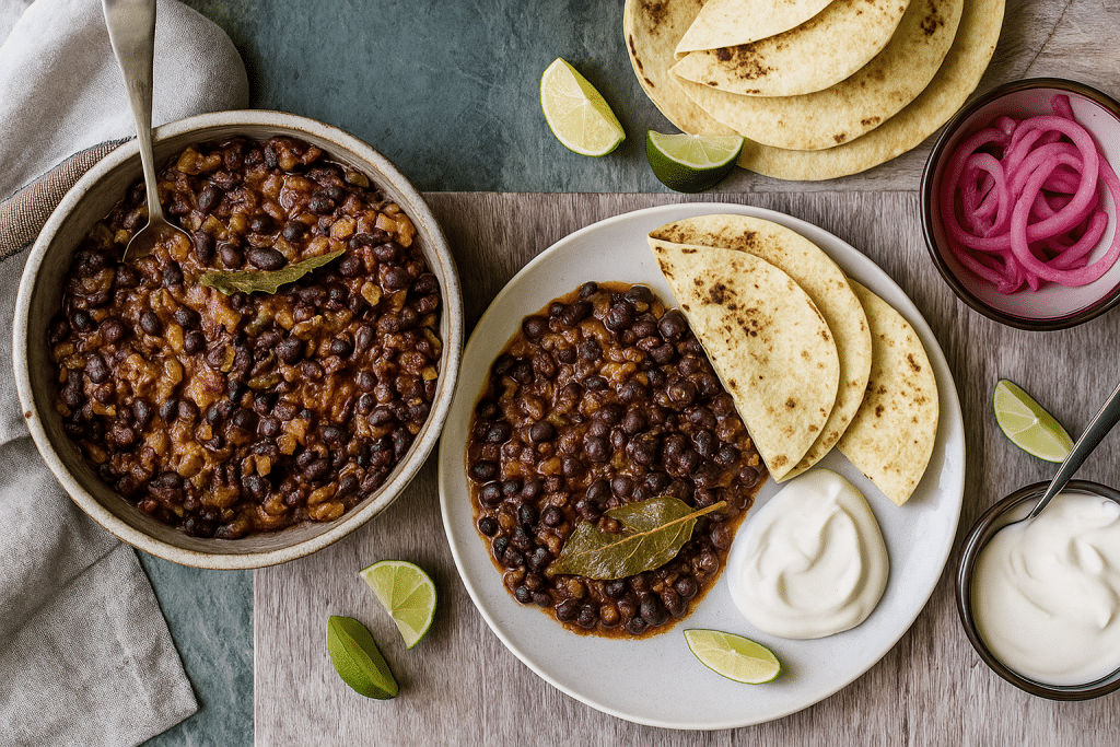 20250825_1454_Mexican Feast Plate_Black Beans, Flat Bread