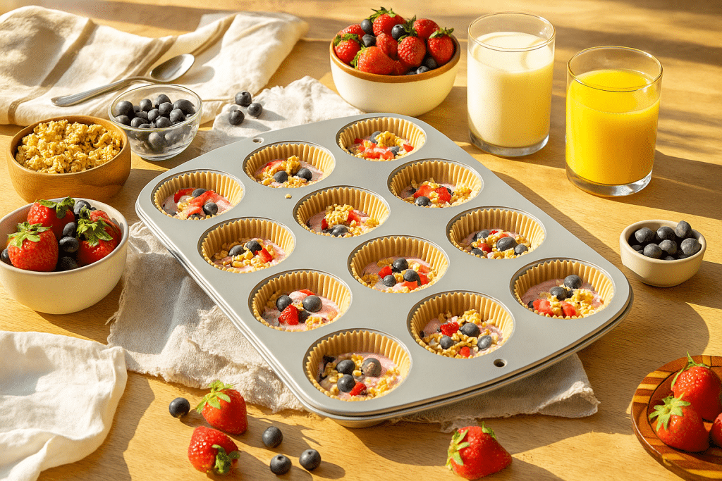 Frozen Yogurt Bites Breakfast Oats Tray Fruits Berries