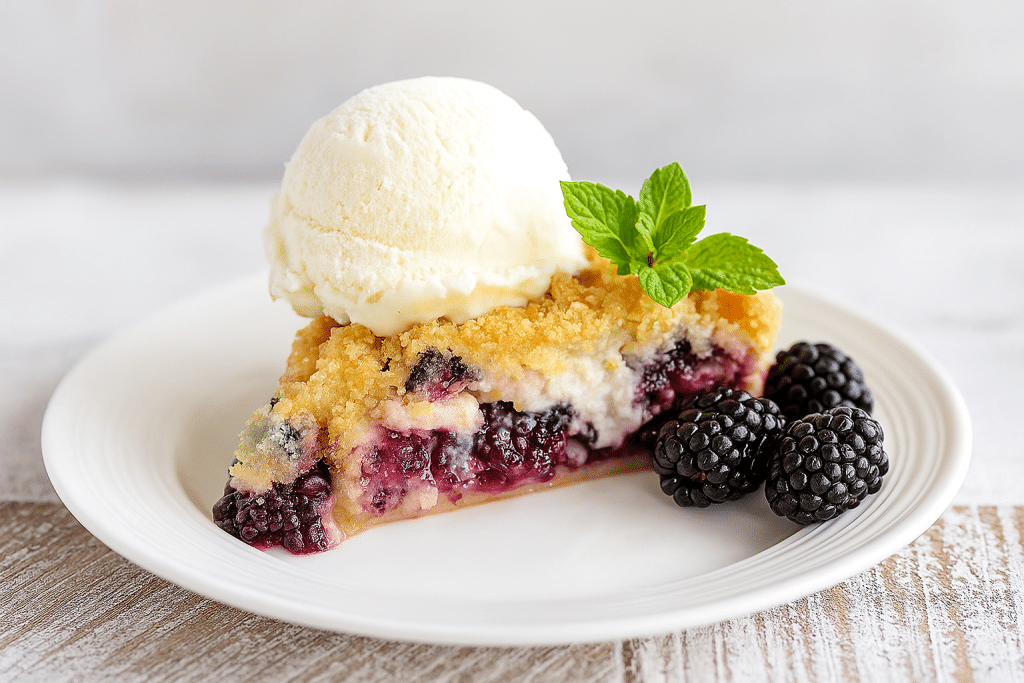 Blackberry Pie with vanilla ice cream
