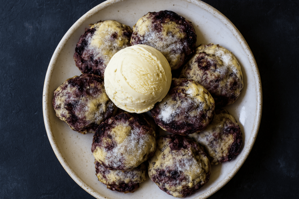 Blackberry Scones with Ice Cream