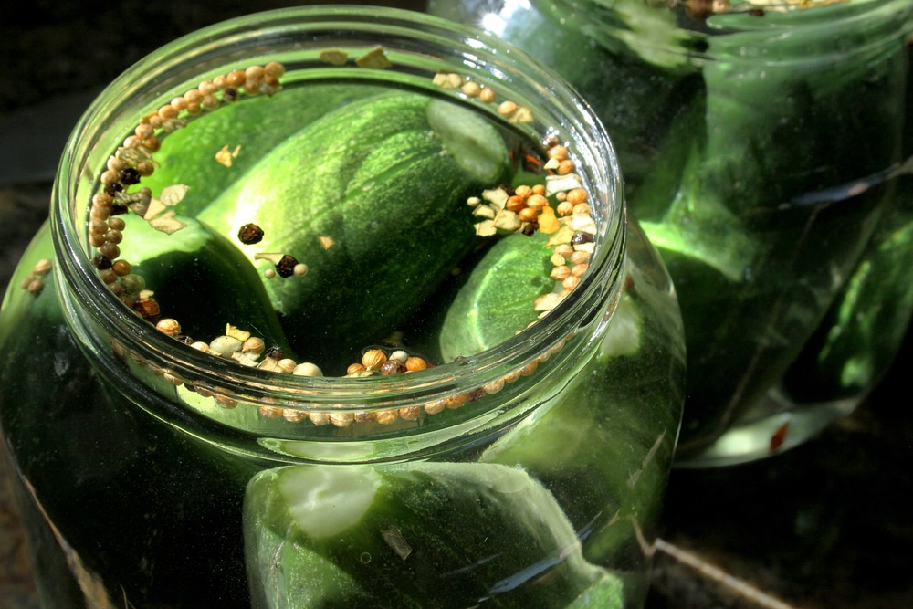 Pickles,Homemade,In,Jars,With,Brine,And,Spices