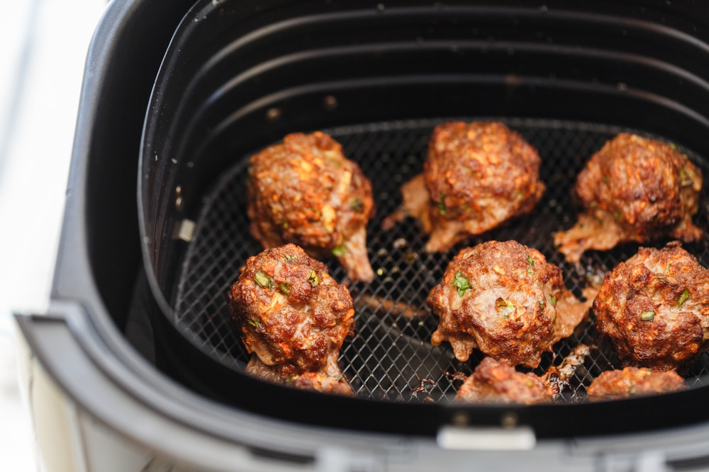 Closeup,Of,Fried,Meatball,In,An,Air,Fryer