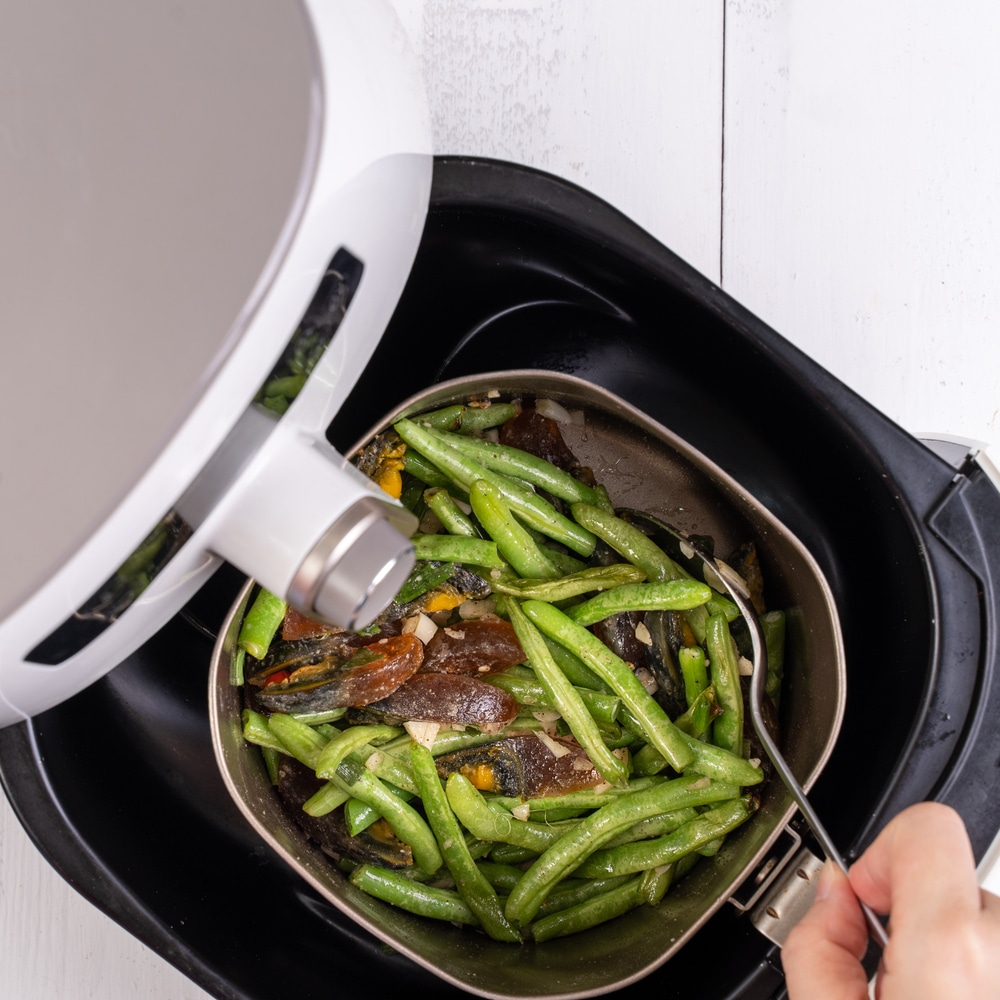 Air,Fryer,Meal,,Cooking,Green,Bean,,Pidan,Dishes,Cookery,With