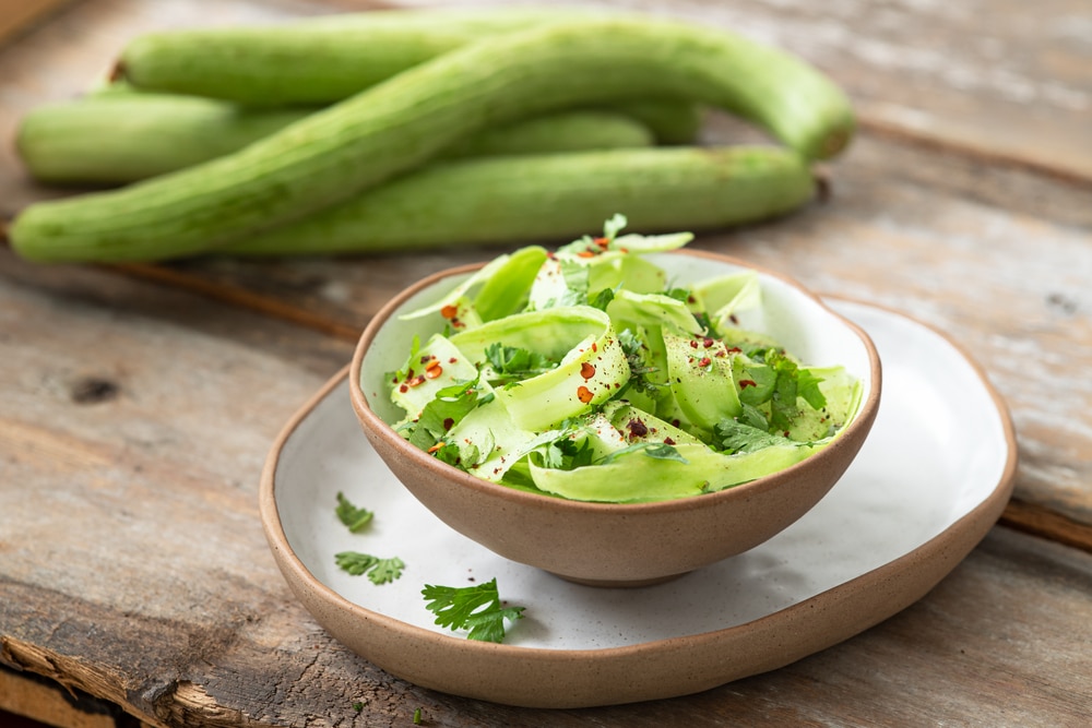 Fresh,Salad,With,Armenian,Cucumber,,Dry,Chili,And,Herbs