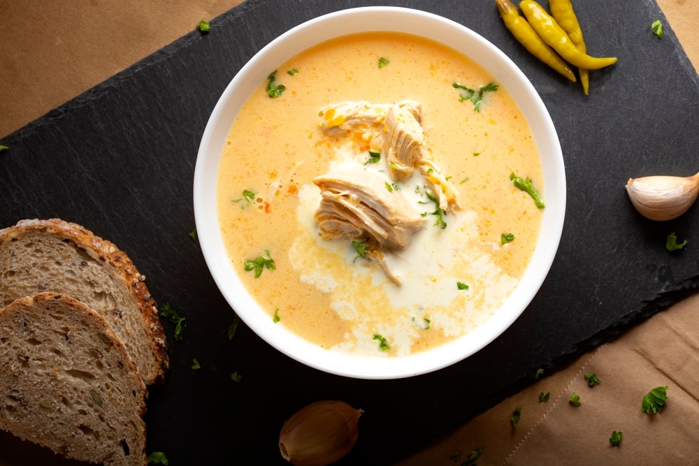 Ciorba,Radauteana,-,Romanian,Traditional,Chicken,Soup,With,Cream,And,potatoes