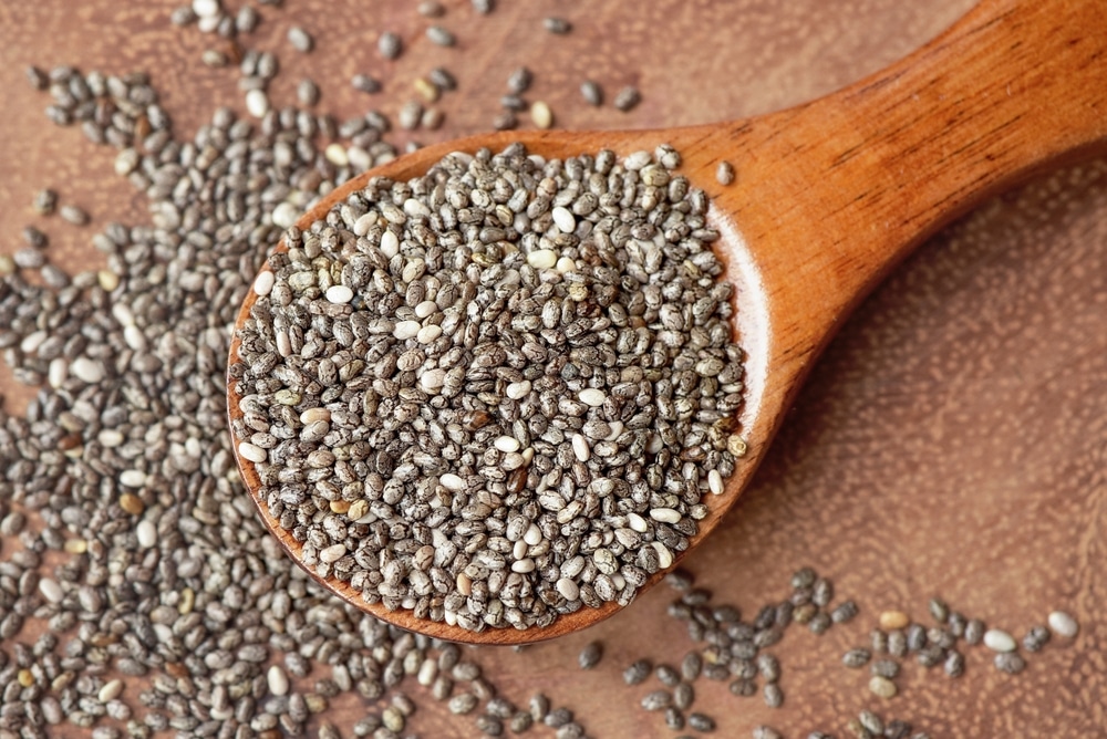 Close,Up,Of,Chia,Seeds,In,A,Wooden,Spoon.,Chia