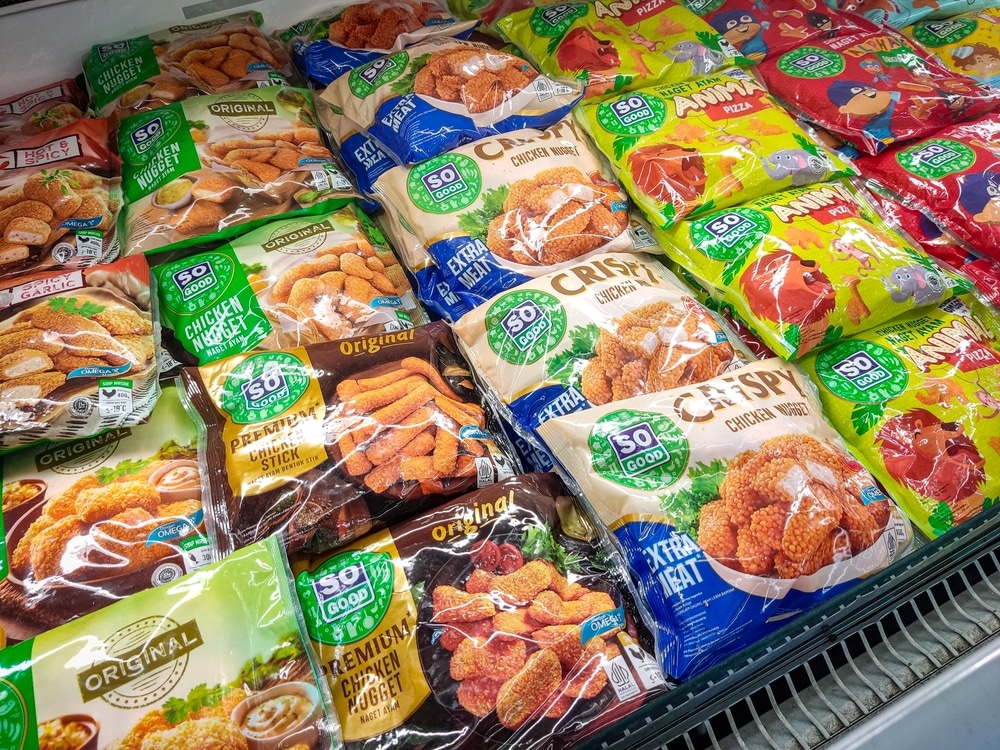 Frozen,Food,In,The,Refrigerator.,Vegetables,On,The,Freezer,Shelves.