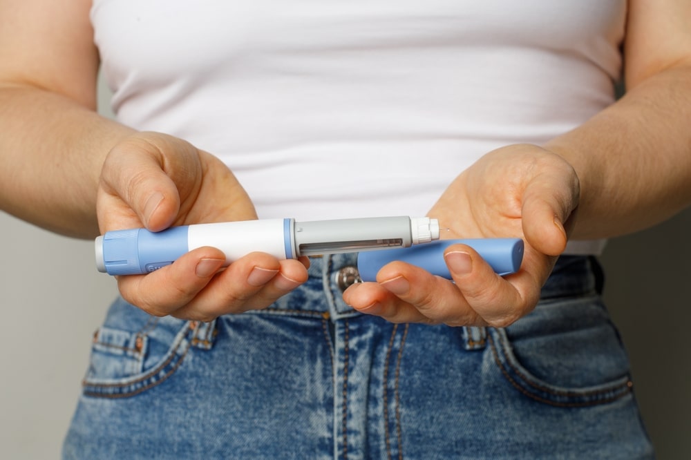 Diabetes,Blue,Insulin,Or,Semaglutide,Injection,Pen,Closeup.,Semaglutide,Or