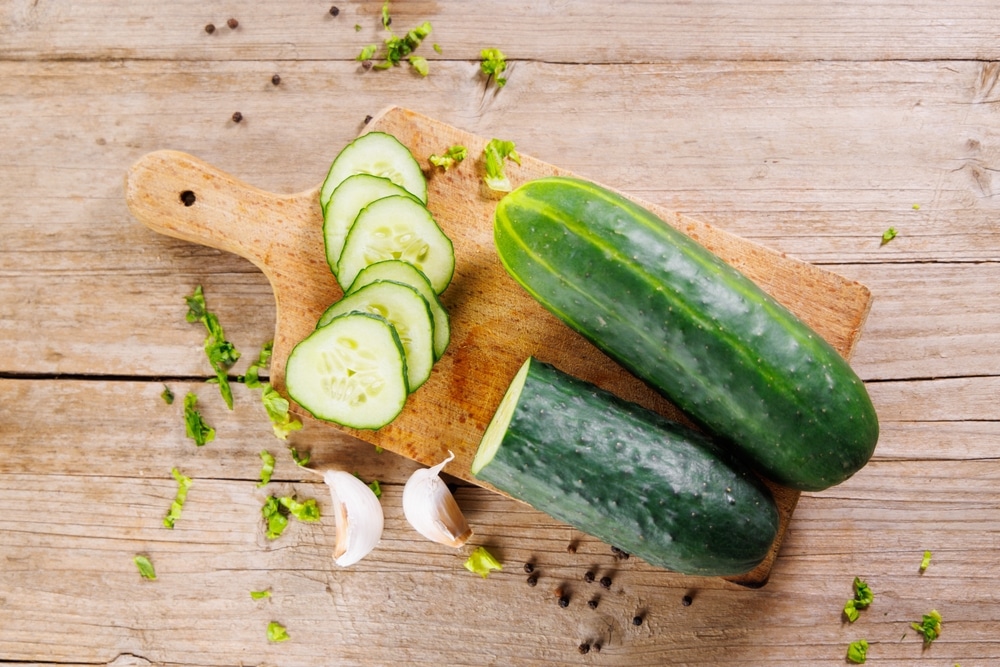 Fresh,Cucumber,On,Wooden,Board.,Healthy,Eating,,Dieting