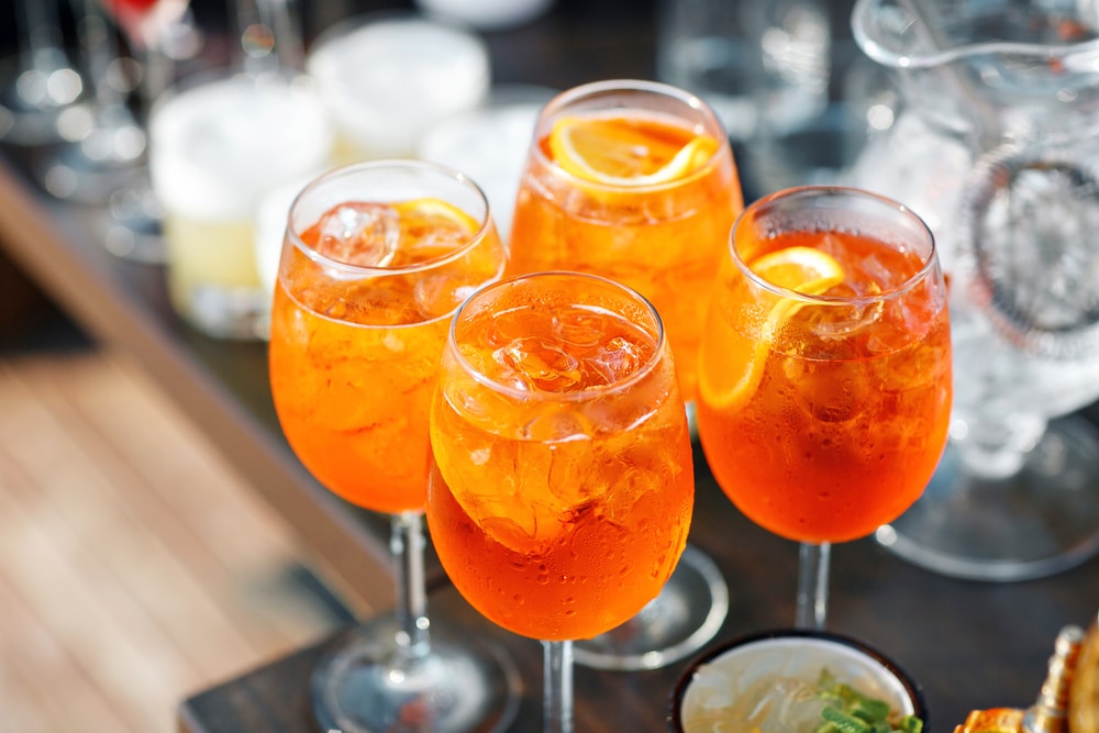 Aperol,Spritz,Cocktail,In,Misted,Glass,,Selective,Focus