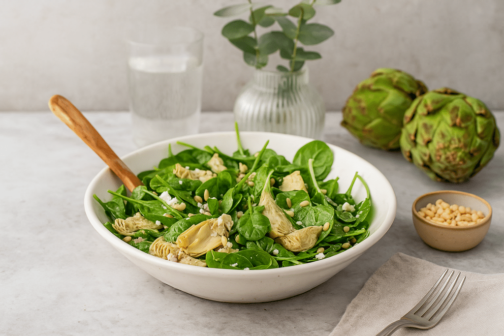 Nordic Table Salad Spinach Artischok
