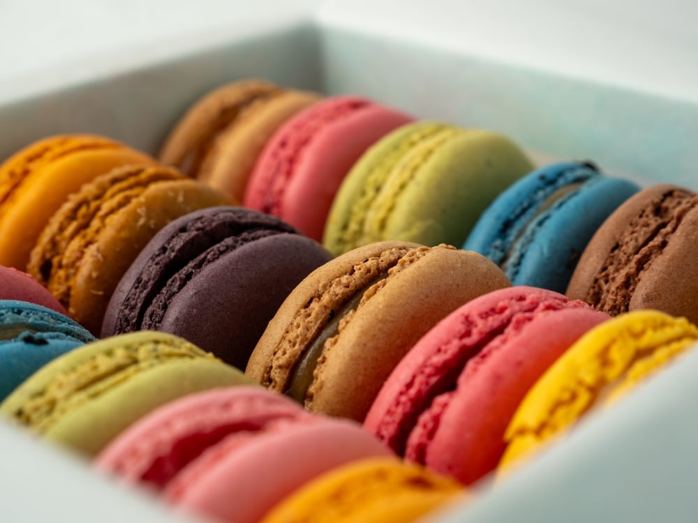 Packaging,Of,Colorful,French,Macaroons.,French,Macaroons,Close-up.