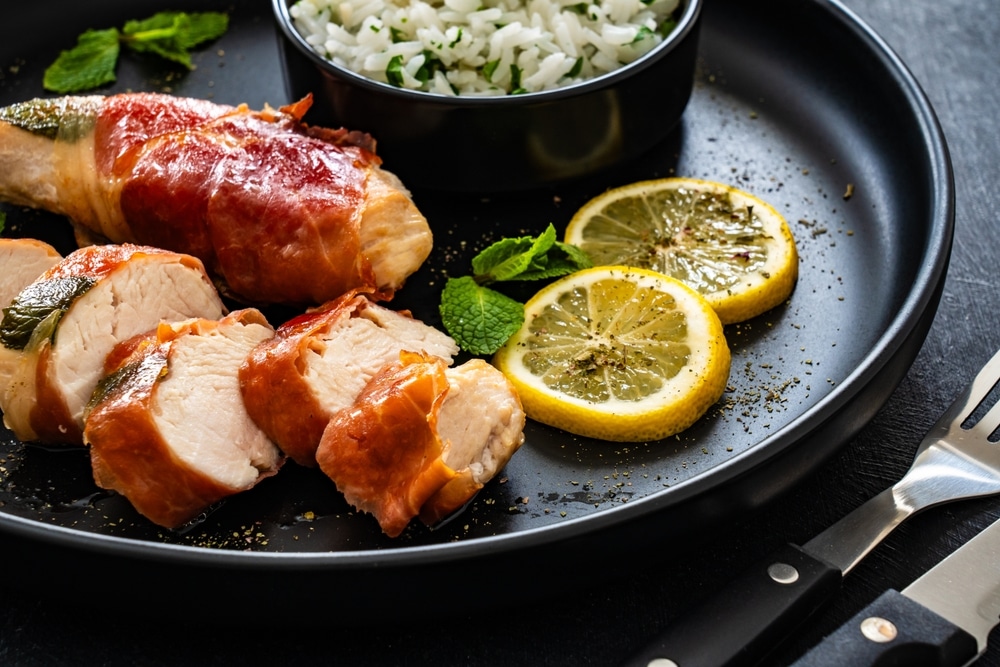 Chicken,Saltimbocca,-,Pan-fried,Chicken,Cutlets,Wrapped,In,Italian,Prosciutto
