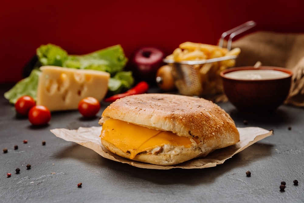 Toasted,Sandwich,With,Melted,Cheddar,Cheese,,Perfect,For,Breakfast,Or