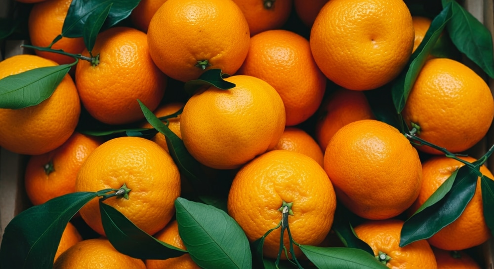 Background,Bunch,Of,Fresh,Tangerines,Oranges,On,Marke