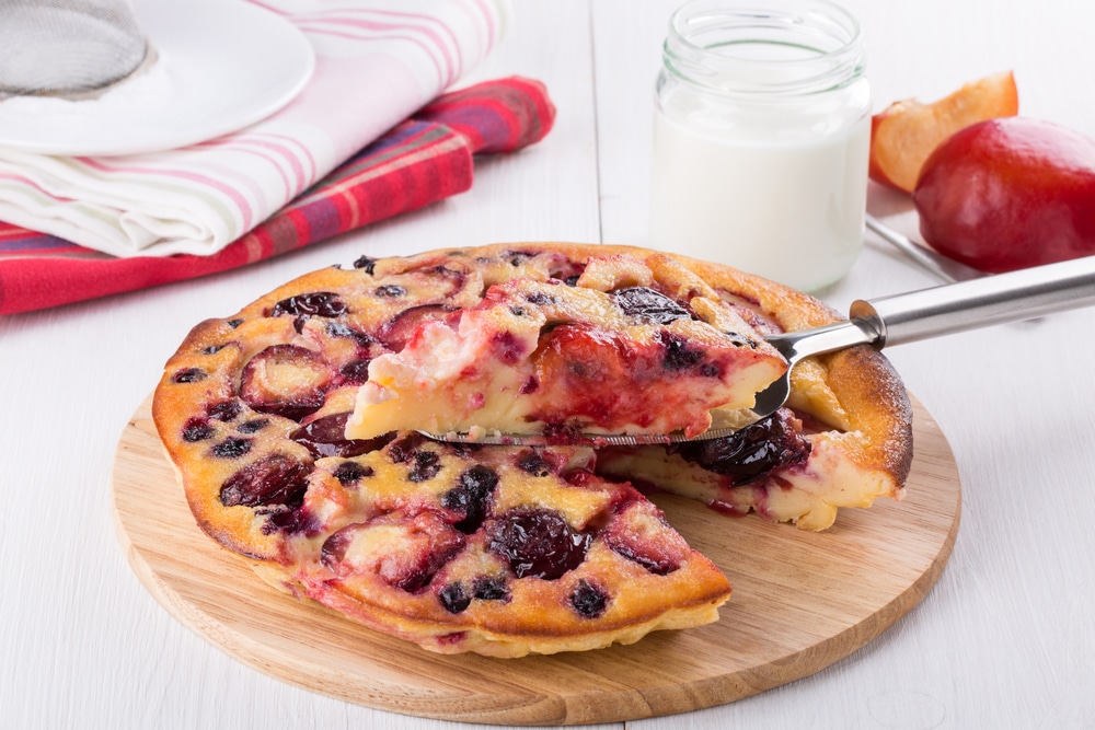 Clafoutis,With,Plum,And,Blackberry.,Sweet,French,Dessert.
