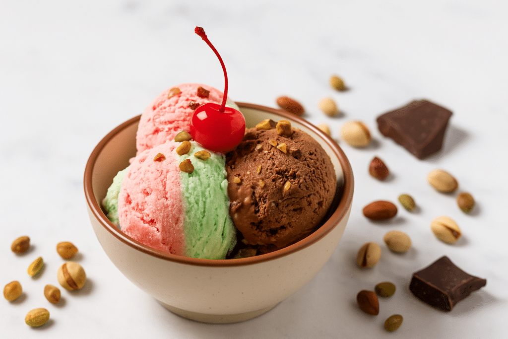 Spumoni Ice cream cherry pistachio chocolate