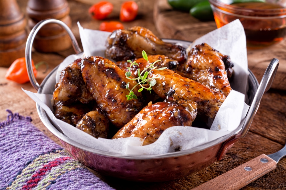 Delicious,Sweet,And,Spicy,Maple,Glazed,Chicken,Wings,With,Habanero
