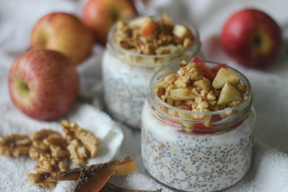 Overnight,Oats,With,Apple,And,Almonds.,Made,By,Soaking,Rolled