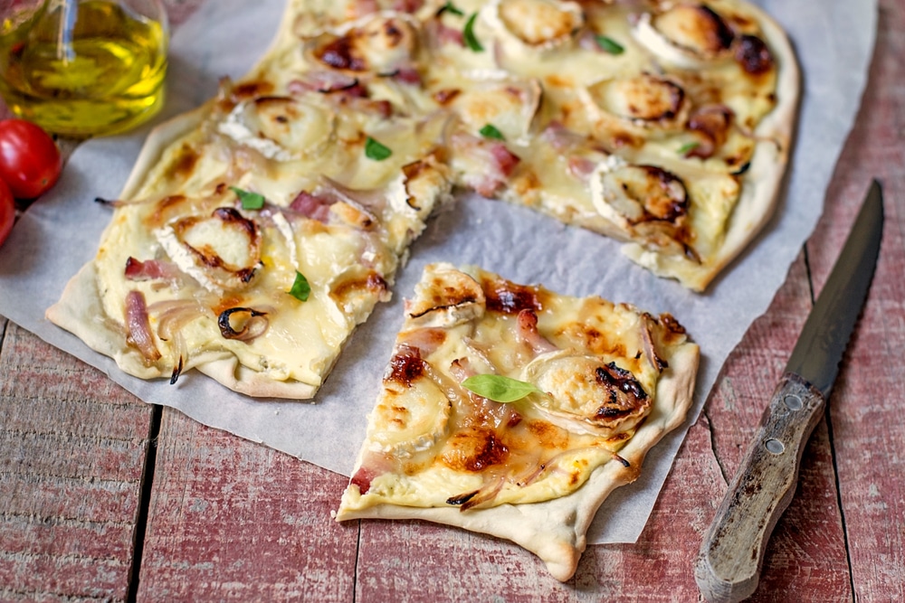 French,Traditional,Dish,Tarte,Flambee,Flammekueche,With,Goat,Cheese