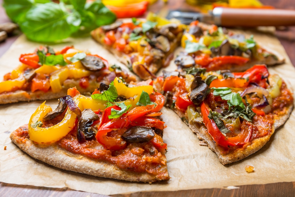 Super,Healthy,Vegan,Whole,Grain,Vegetables,And,Mushrooms,Pizza