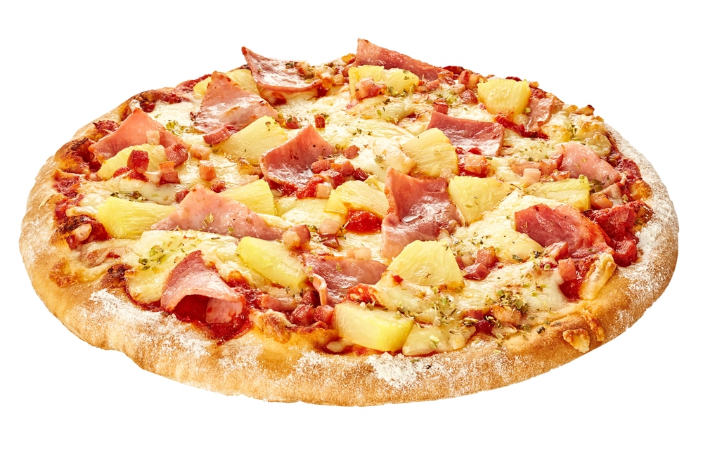 Delicious,Boiled,Ham,With,Pineapple,Called,Pizza,Hawaii,Isolate,On