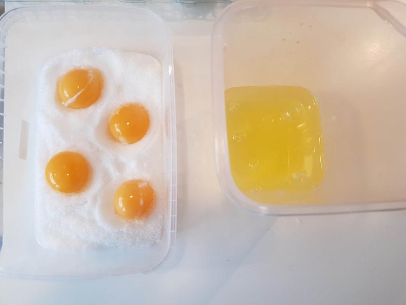 Egg Yolks and Curing Mixture