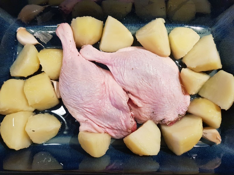 Duck legs in oven
