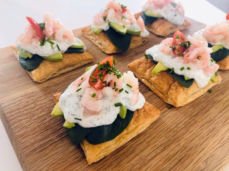 Butterdej with shrimp