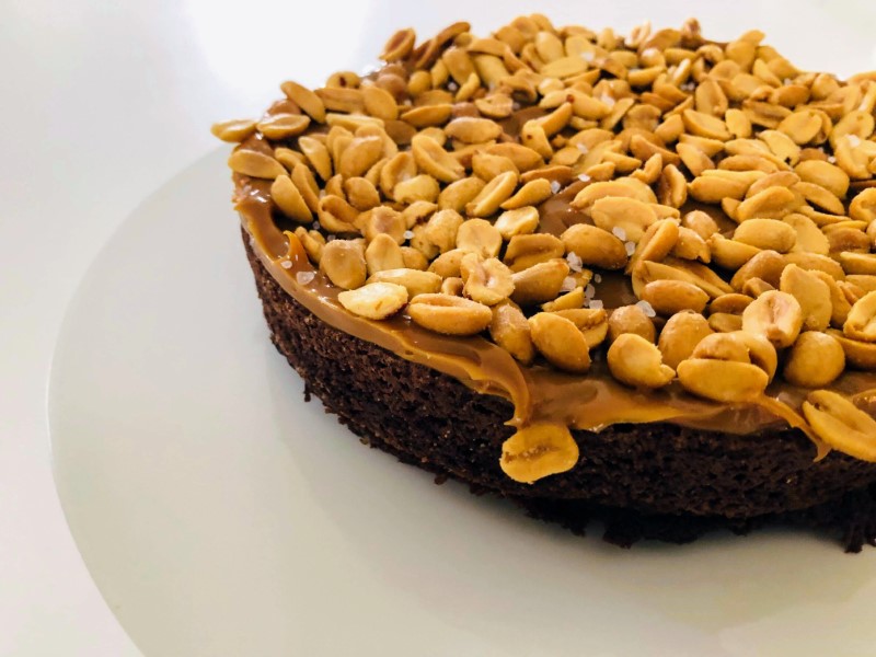 Chocolate caramel peanut tart