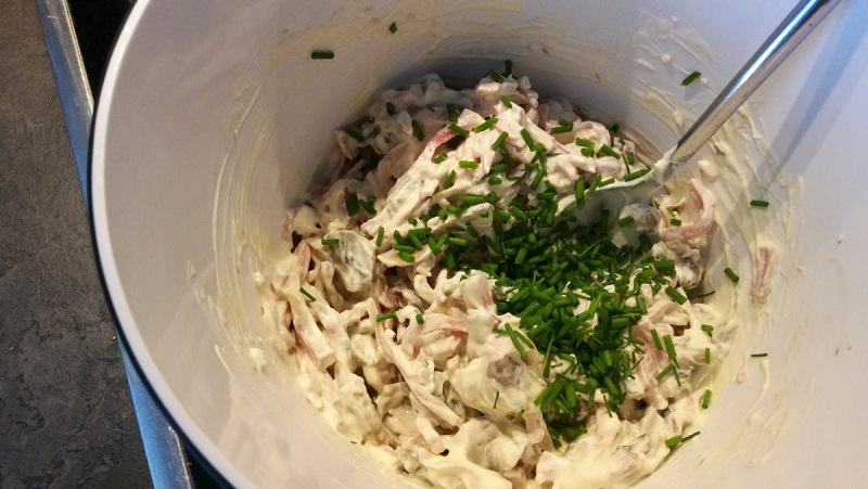 The filling for the ham roll is ready