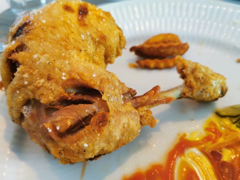 Half grilled chicken with French fries