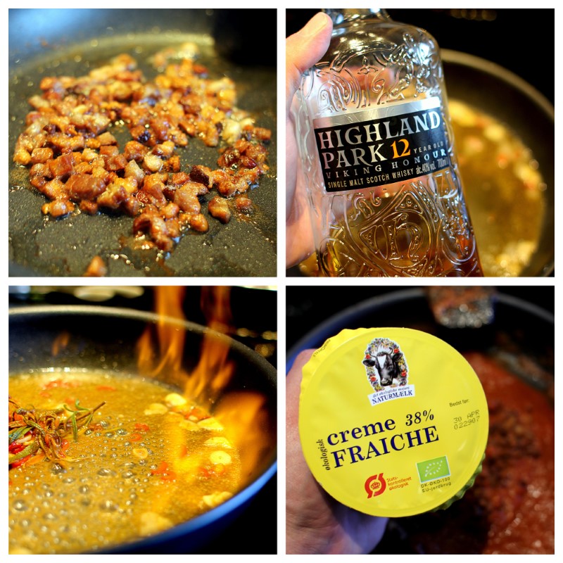 Pasta med hjemmelavet whisky-tomatsauce