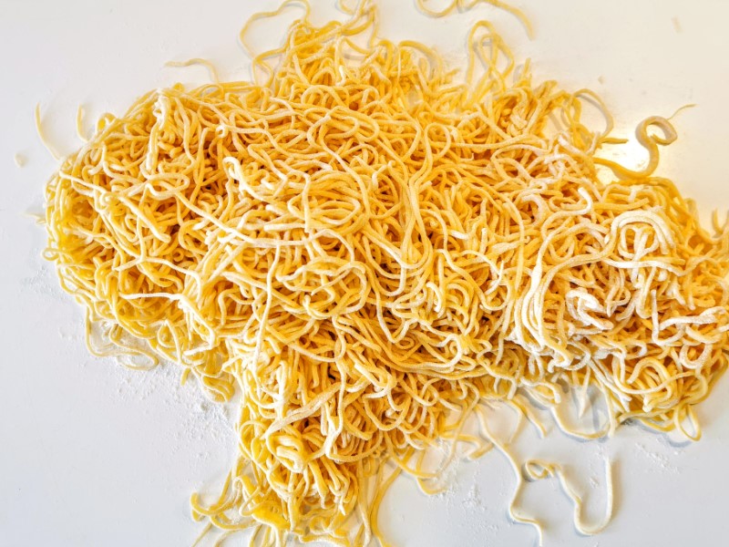 Homemade pasta with egg yolks