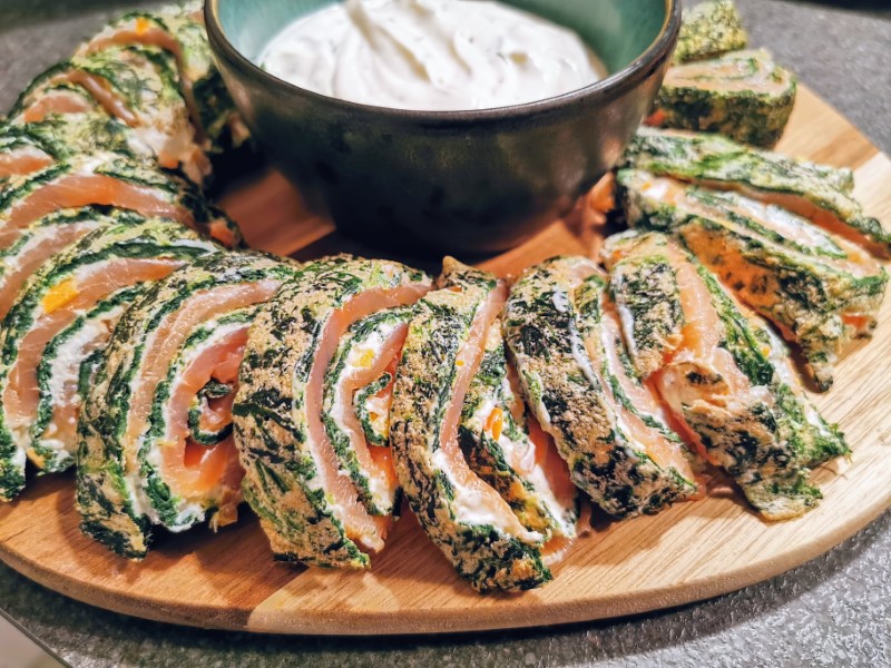 Lactose-Free Spinach and Salmon Roulade