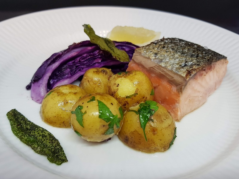 Pan-fried salmon