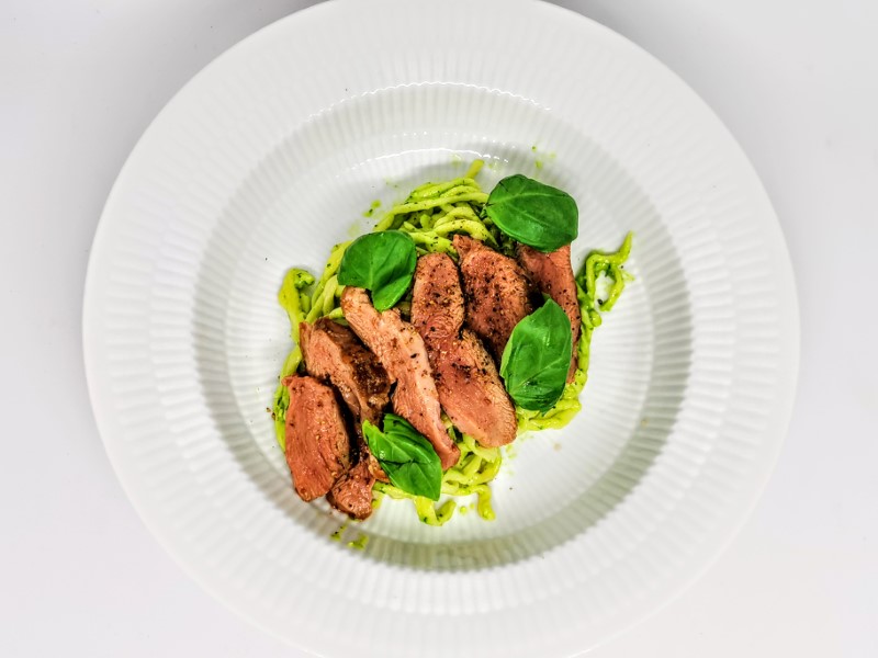 Pasta Pesto Duck Breast