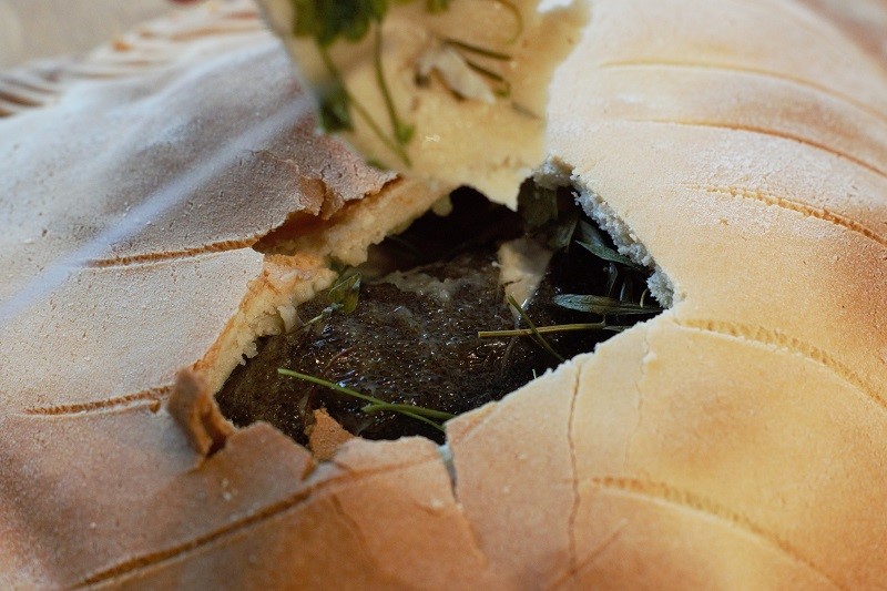 Salt-crusted turbot