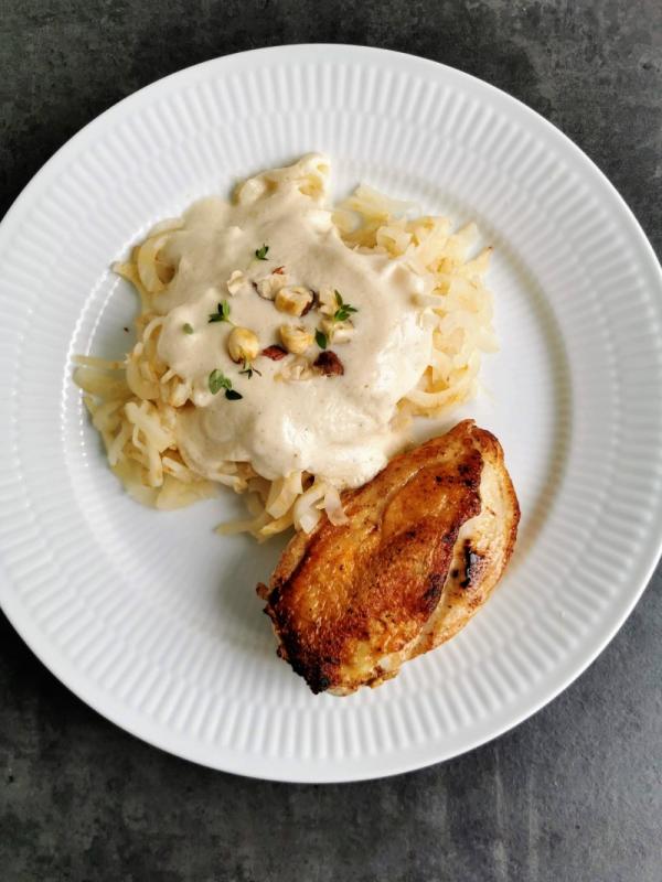 Celery Root Pasta with Chicken and Celery Root Sauce