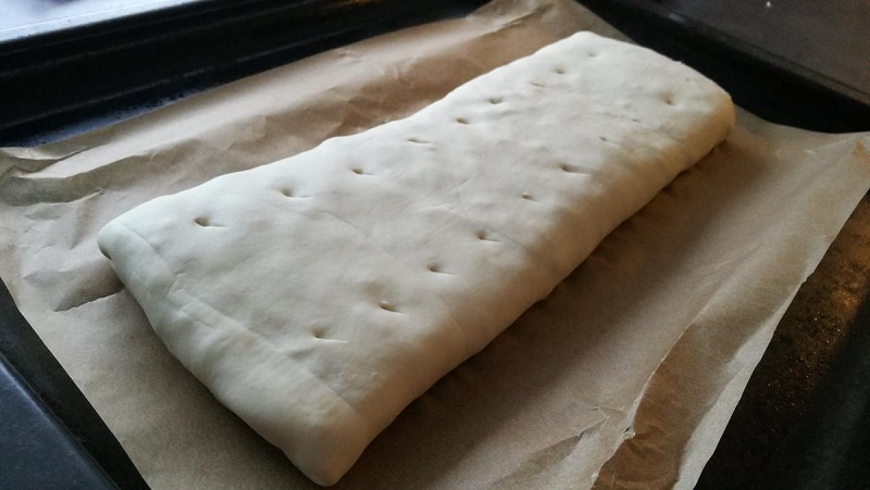 Ham roll ready for baking